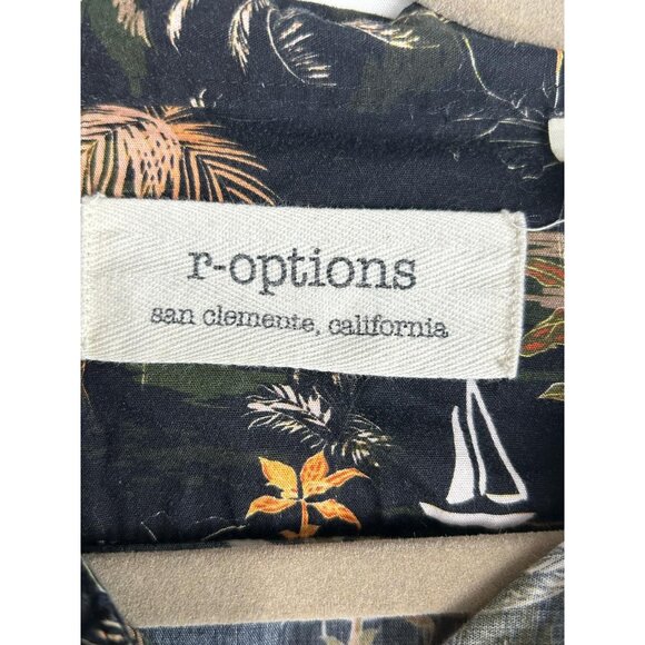 R-Options Men's Hawaiian Style Black Tropical Button-Up Shirt XL 100% Cotton - Picture 10 of 11